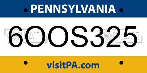 6OOS325 Pennsylvania License Plate