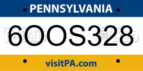 6OOS328 Pennsylvania License Plate