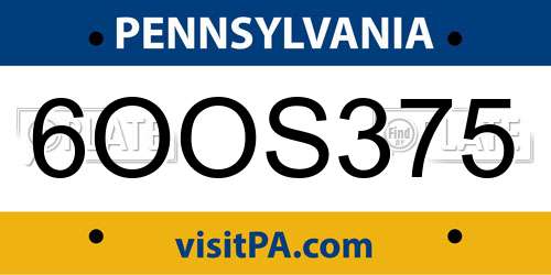 6OOS375 Pennsylvania License Plate