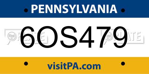 6OS479 Pennsylvania License Plate