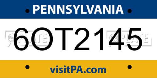 6OT2145 Pennsylvania License Plate