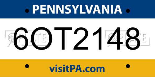 6OT2148 Pennsylvania License Plate
