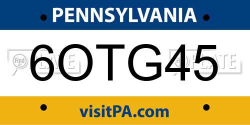 6OTG45 Pennsylvania License Plate