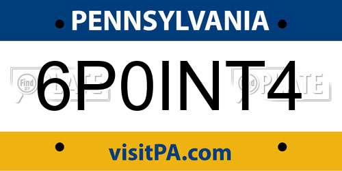 6P0INT4 Pennsylvania License Plate
