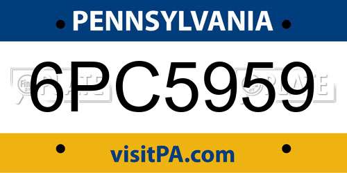 6PC5959 Pennsylvania License Plate