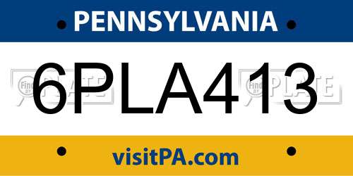 6PLA413 Pennsylvania License Plate