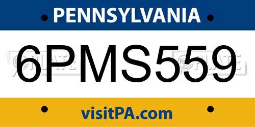 6PMS559 Pennsylvania License Plate