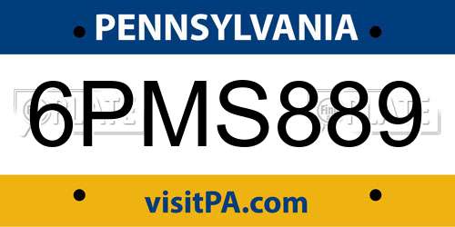 6PMS889 Pennsylvania License Plate