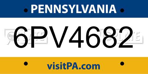 6PV4682 Pennsylvania License Plate