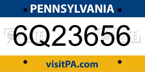 6Q23656 Pennsylvania License Plate