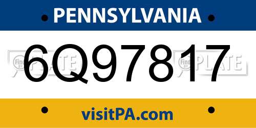 6Q97817 Pennsylvania License Plate