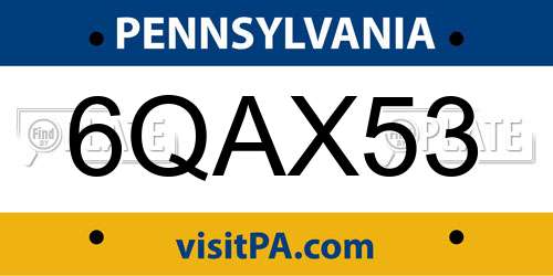 6QAX53 Pennsylvania License Plate