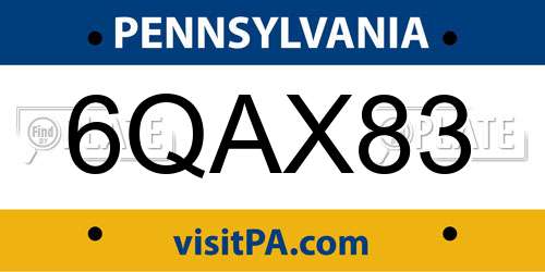 6QAX83 Pennsylvania License Plate