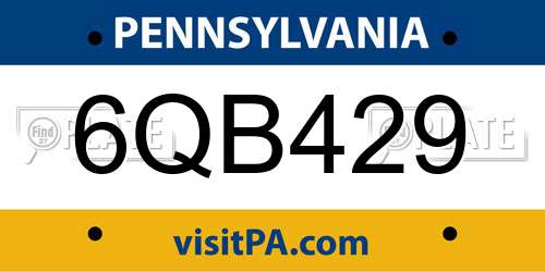 6QB429 Pennsylvania License Plate