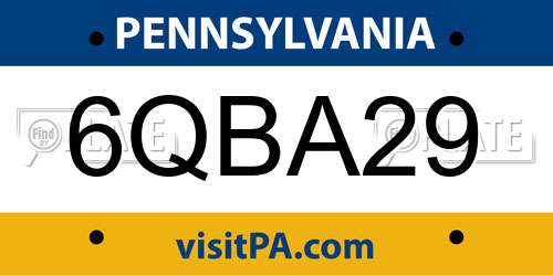 6QBA29 Pennsylvania License Plate