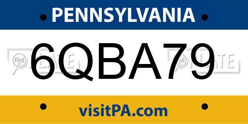 6QBA79 Pennsylvania License Plate