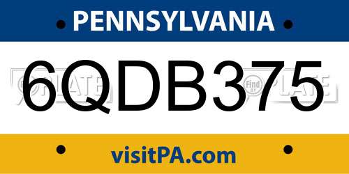 6QDB375 Pennsylvania License Plate