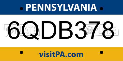 6QDB378 Pennsylvania License Plate
