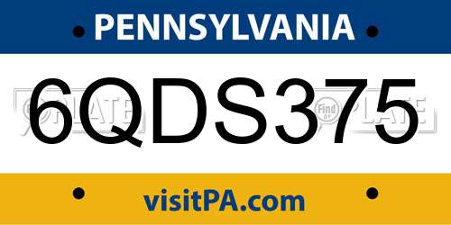 6QDS375 Pennsylvania License Plate