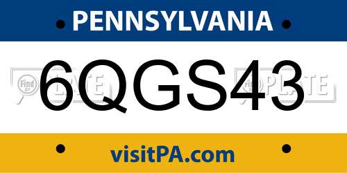 6QGS43 Pennsylvania License Plate