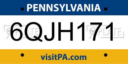 6QJH171 Pennsylvania License Plate