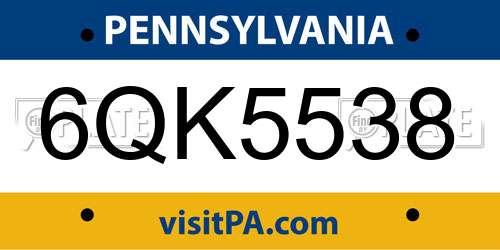 6QK5538 Pennsylvania License Plate