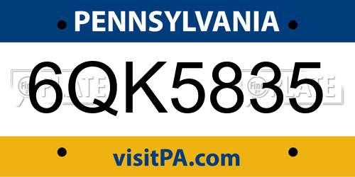 6QK5835 Pennsylvania License Plate