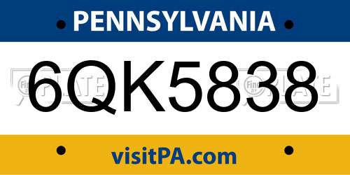 6QK5838 Pennsylvania License Plate