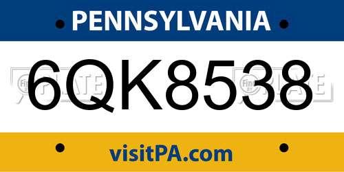 6QK8538 Pennsylvania License Plate
