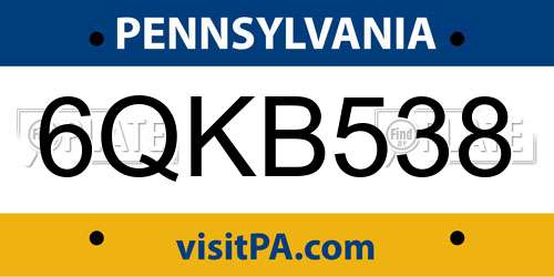 6QKB538 Pennsylvania License Plate