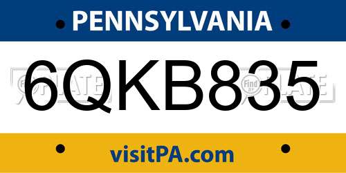 6QKB835 Pennsylvania License Plate