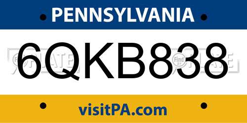 6QKB838 Pennsylvania License Plate