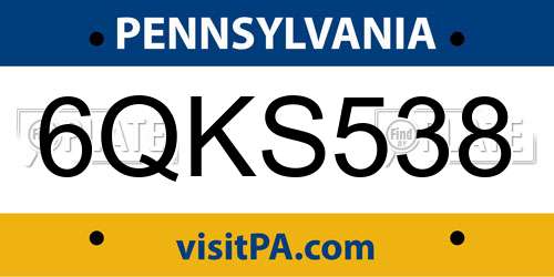 6QKS538 Pennsylvania License Plate