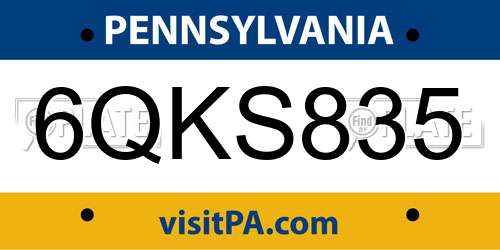 6QKS835 Pennsylvania License Plate