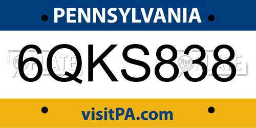 6QKS838 Pennsylvania License Plate