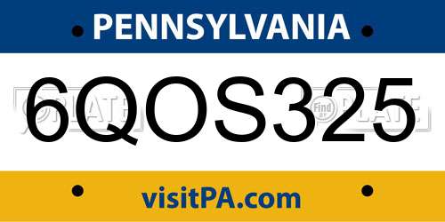 6QOS325 Pennsylvania License Plate