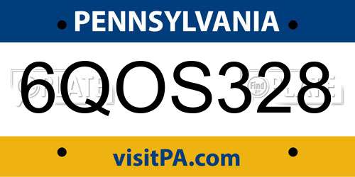 6QOS328 Pennsylvania License Plate