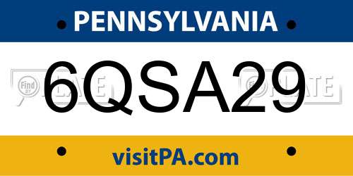 6QSA29 Pennsylvania License Plate