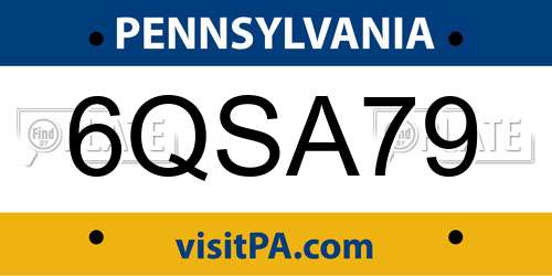 6QSA79 Pennsylvania License Plate