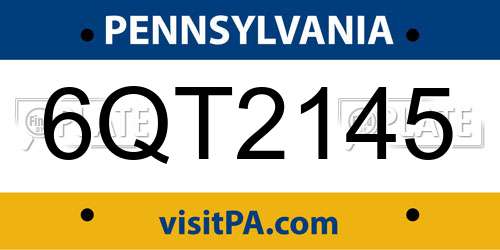 6QT2145 Pennsylvania License Plate