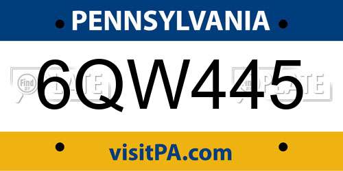 6QW445 Pennsylvania License Plate