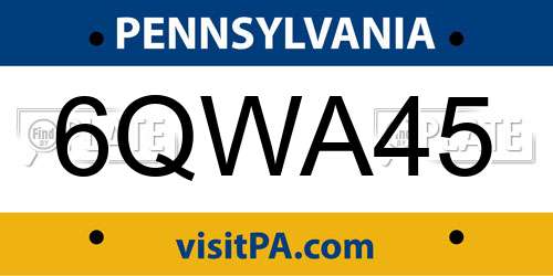 6QWA45 Pennsylvania License Plate