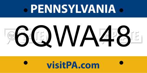 6QWA48 Pennsylvania License Plate