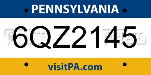 6QZ2145 Pennsylvania License Plate