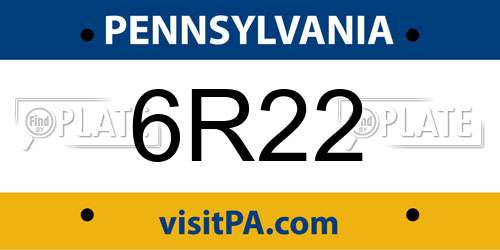 6R22 Pennsylvania License Plate