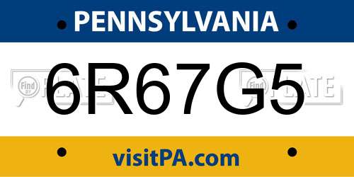 6R67G5 Pennsylvania License Plate
