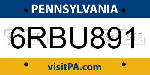 6RBU891 Pennsylvania License Plate