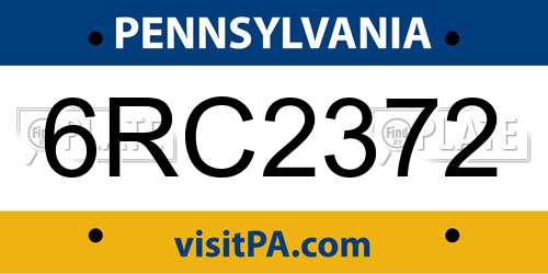 6RC2372 Pennsylvania License Plate