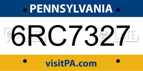 6RC7327 Pennsylvania License Plate