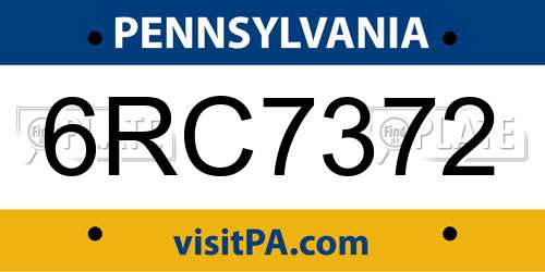 6RC7372 Pennsylvania License Plate